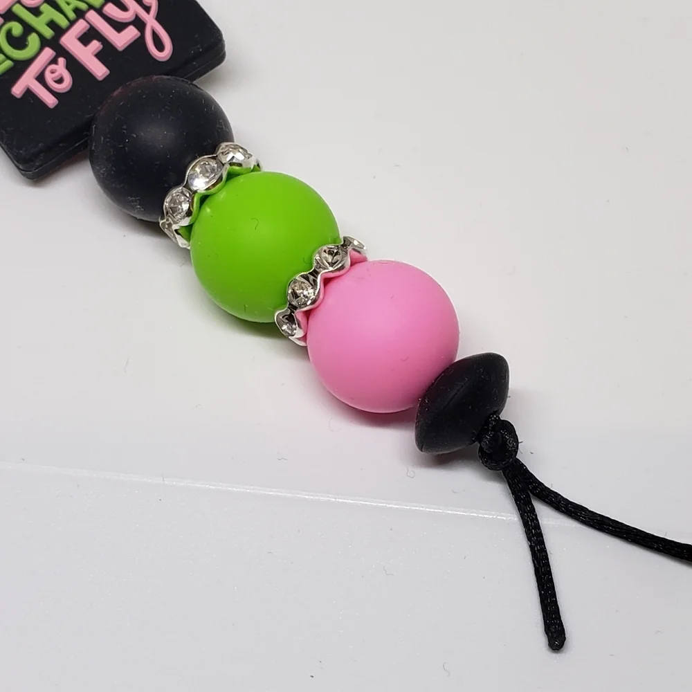 Handmade Long Silicone Focal Bead Wicked Keychain